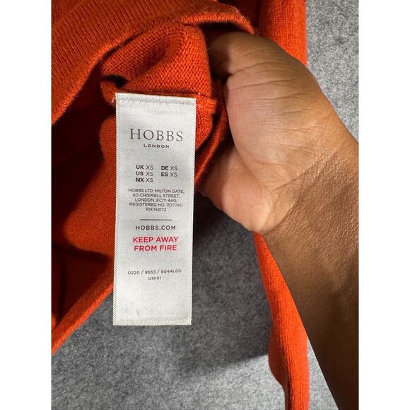 Hobbs London Sweater Women XS Orange Long Sleeve‎ Cashmere Wool Blend Old Money - Picture 4 of 10